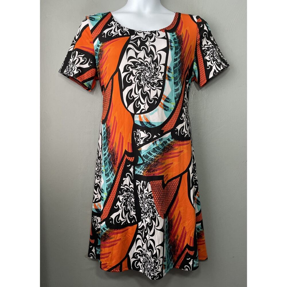 Sophie A Dress Size XL Bright Travel Knit Easy Care Dopamine Artsy Art to Wear